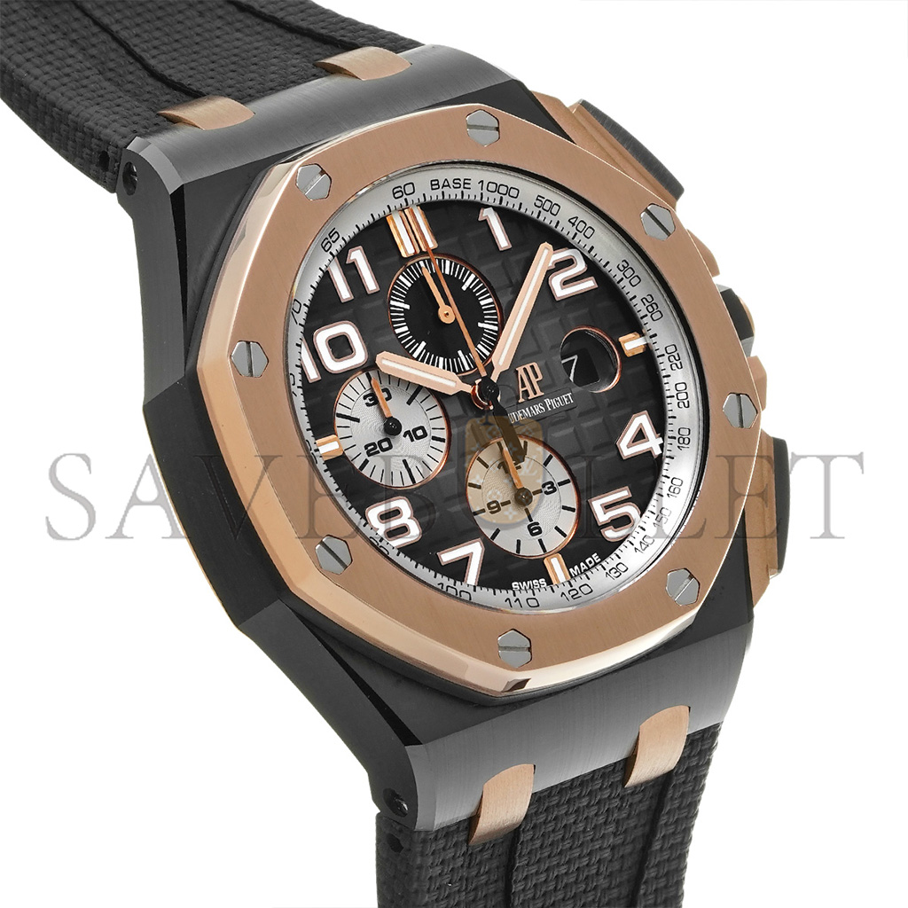 AUDEMARS PIGUET ROYAL OAK OFFSHORE BLACK CERAMIC 44MM SMOKED GREY ROMAN DIAL WATCH 26405NR.OO.A002CA.01